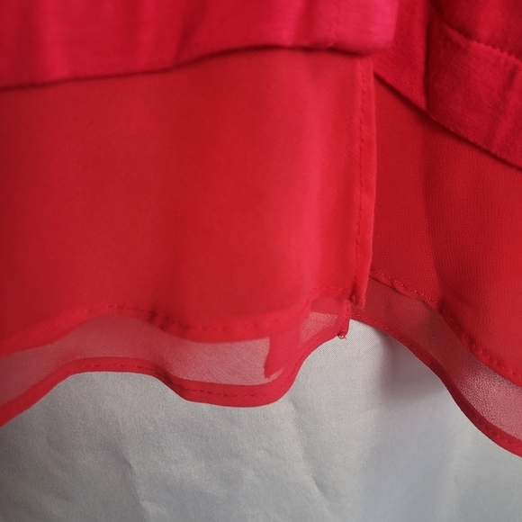 LOGO by Lori Goldstein Women's Hot Pink Cardigan Tunic Lace Trim Top Size M - Picture 4 of 9